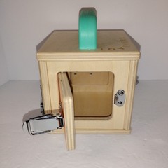 LOVEVERY Montessori Learning Toy Wooden Lock Latches Busy Box