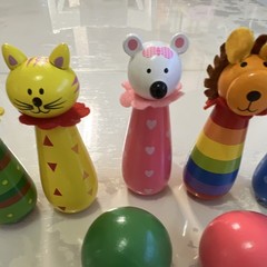 HABA Wonderworld Wooden Baby Toy Lot Rattles Animal Bowling Set BH688