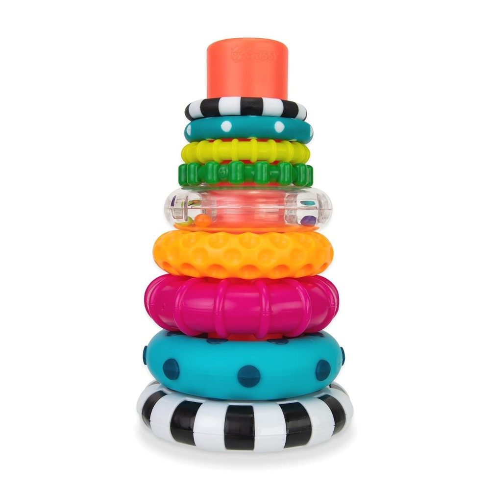 Sassy Stacks of Circles Stacking Ring STEM Learning Toy, Age 6+ Months, Multi