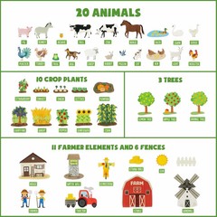 BONNYCO Felt Board for Toddlers with 92 Animal Farm Figures. Montessori and Sens