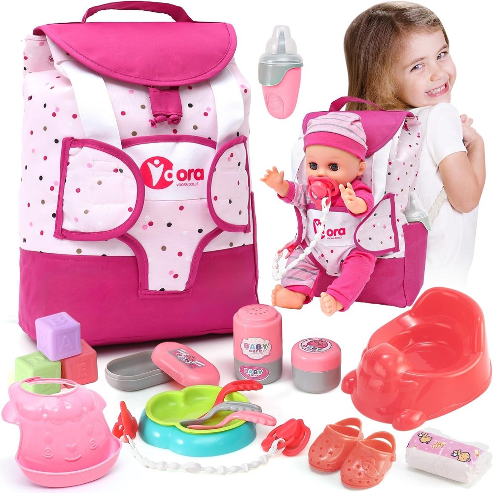 Baby Doll Accessories Playset, Baby Doll Care Toys with Changing Bag Backpack…