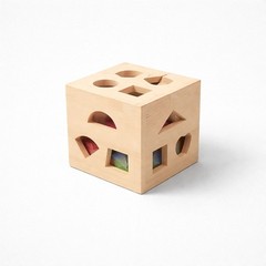 Wooden Cube Activity Shape Sorter – 13 Block Classic Developmental Toy