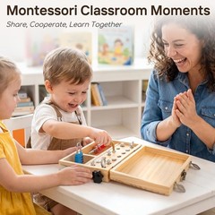 Montessori Screwdriver Board Set, Wooden Busy Board with Lock and Key, Kid Tool