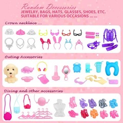 122Pcs Doll Clothes and Accessories – with Doll Sets,Fashion Pack Playset Inc…