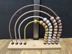 Jumini Wooden Rainbow Counting Toy – Neutral Baby Toddler Bead Abacus Montessori