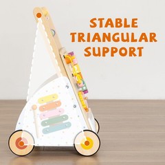 Wooden Baby Walker with Activity Center – Montessori Push Walker Toys for Boy…