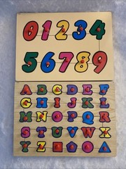 Wooden Alphabet Puzzle Board & Number Educational Learning ABC & 123 puzzle