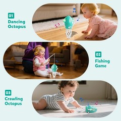 Hirger Dancing Squid Baby Toys 6-12 Months: Infant Tummy 8.07 inches, Green