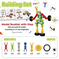 Kids STEM Building Toys for 3 4 5 6 7 8+ Year Old Boy Girl Birthday Gift, 186…