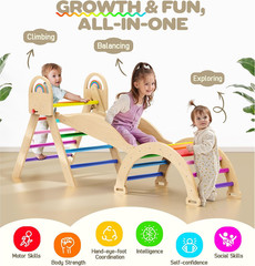 Pikler Triangle Set, 9-In-1 Montessori Climbing Toy for Toddlers, Foldable Woode