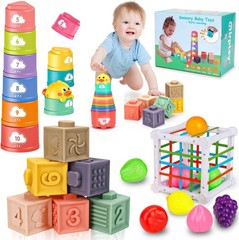 Montessori Baby Toys 6-12-18 Month Infant Stacking Cups Shape Sorter Blocks Sens