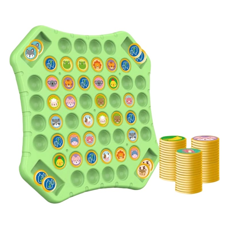 Colorful Cartoon Strategy Game Flip Chess Board Toy for Kids Family Fun Night