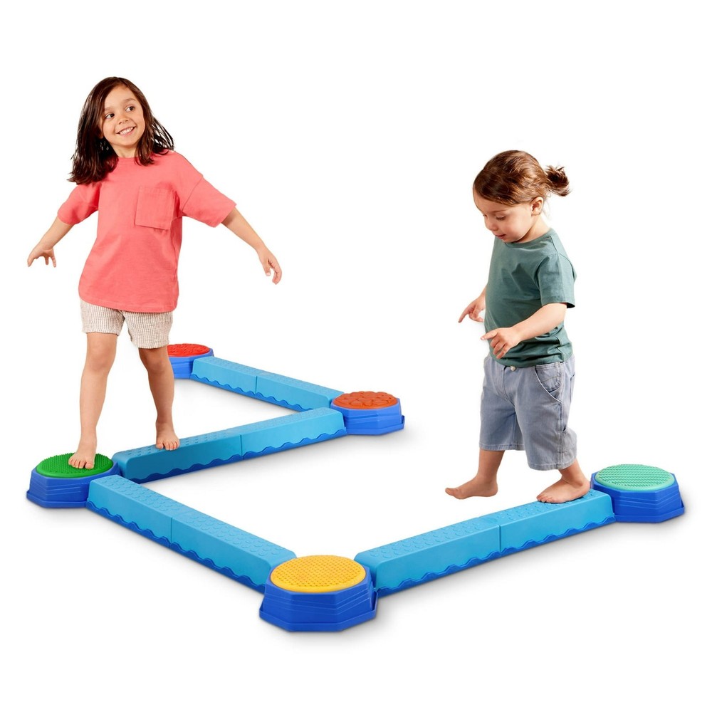 Balance Beam Set 8 Beams 5 Sensory Pods Kids Toddler Obstacle Course