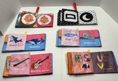 Soft Cloth Baby Books Lot of 6 Shapes Sea Life Letters Expressions Instruments