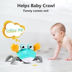 Crawling Crab Baby Tummy Time Toy – Interactive Lights, Sounds, 8x5x4in