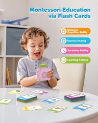 Portable Montessori Talking Flash Cards – 224 Words for Cognitive Learning, Pink