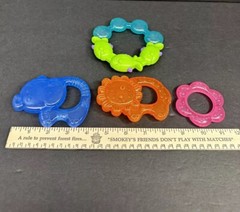 Fisher Price Water Teether Preloved Clean Prop Elephant Lion Safari 4pc Lot VGUC