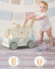 Robud Baby Push Walker Wooden Furniture Multi-Functional Toy Vacaction Bus