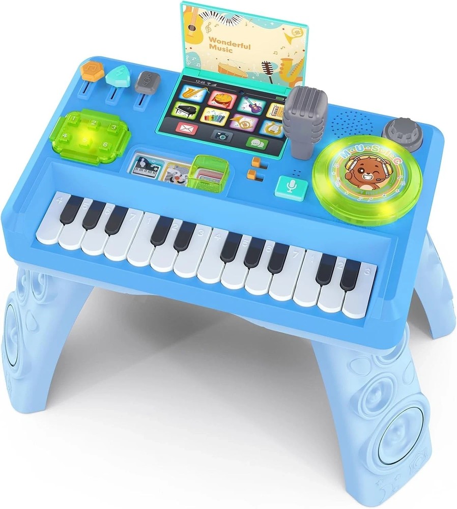 Baby DJ Table for Toddlers 1-3, Baby Musical Piano Toys 6-9-12-18 Months Toddler