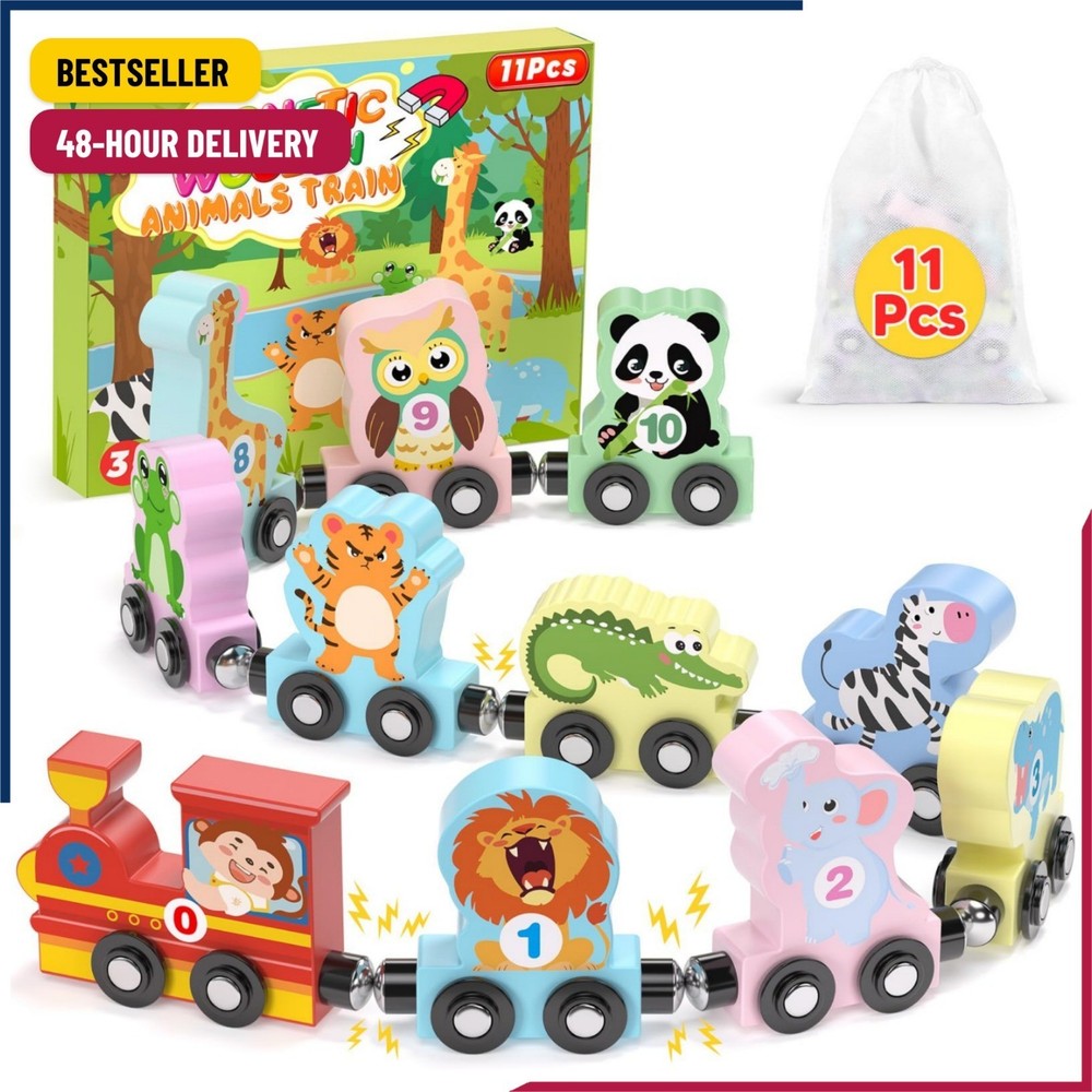 11 Pcs Magnetic Train Set Montessori Toys for 1 2 3 Years Old Toddlers Boys Girl