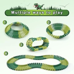 96 Pcs Dinosaur Flexible Track Expansion Kit for Kids – Green Dinosaur Tracks