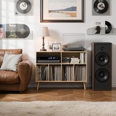 Cozy Castle Record Player Stand, Turntables Stand with Vinyl Record Storage