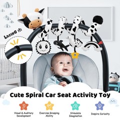 Spiral Car Seat Baby Toys 0-6 Months, Infant Carseat High Contrast Sensory To…