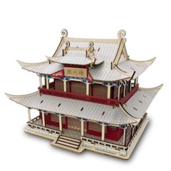 China WuHan ancient Qingchuan Pavilion 3D wooden Puzzle DIY Toy Building Gift