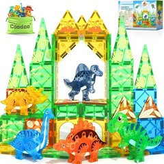 Dinosaur Toys Magnetic Tiles 3D Movable Dinos for Kids 3-5 5-7 Toddler Outdoo…