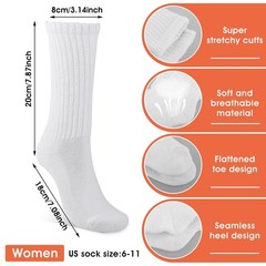 Tucnoeu Womens White Crew Socks, Cotton Retro Casual Scrunched Tube Sock Whit…