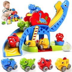 Toys 1 2 Year Old Boy Gifts: Dinosaur Slide with 4 Animal Cars Educational Ba…