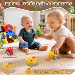 Toys 1 2 Year Old Boy Gifts: Dinosaur Slide with 4 Animal Cars Educational Ba…