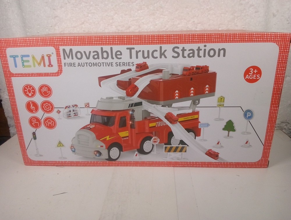 Temi Toddler Movable Truck Station Fire Automotive Series