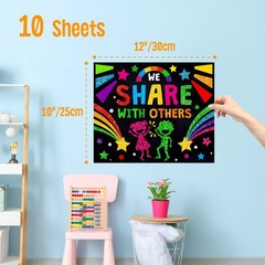 10 PCS Classroom Poster, Colorful Bulletin Board Decoration Motivational Post…