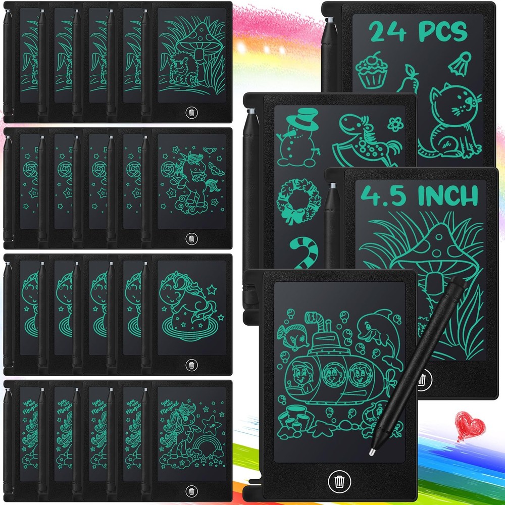 24 Pack LCD Mini Writing Tablet for Kids 4.5 Inch Doodle Board Bulk Erasable …