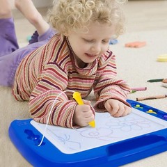 Blue Magnetic Writing Board For Toddlers 16X13 Drawing Area With Stamps