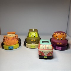 Lot 4 B. Toys Wheeee-ls! PULL BACK CARS TRUCK VAN Soft Plastic Chunky Vehicles