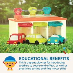 Battat Color Sorting Playset – Push & Go Cars for Ages 2+ – Fun Learning Toy