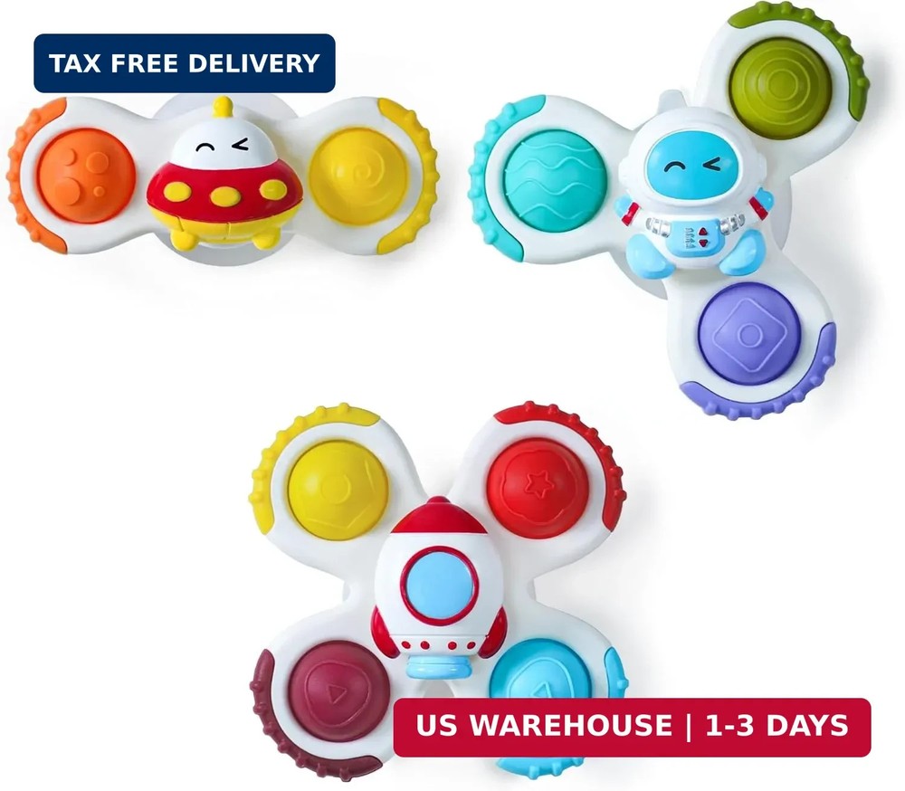 LiKee Strong Suction Cup Fidget Rotating Sensory Bath Toys for Baby Christmas St