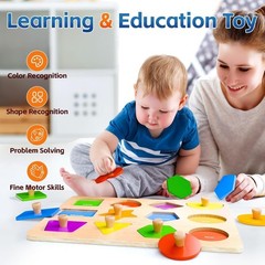 Wooden Shape Peg Puzzles for Toddlers 1 2 3 Old Boys Girls Gifts: Shape Sort…