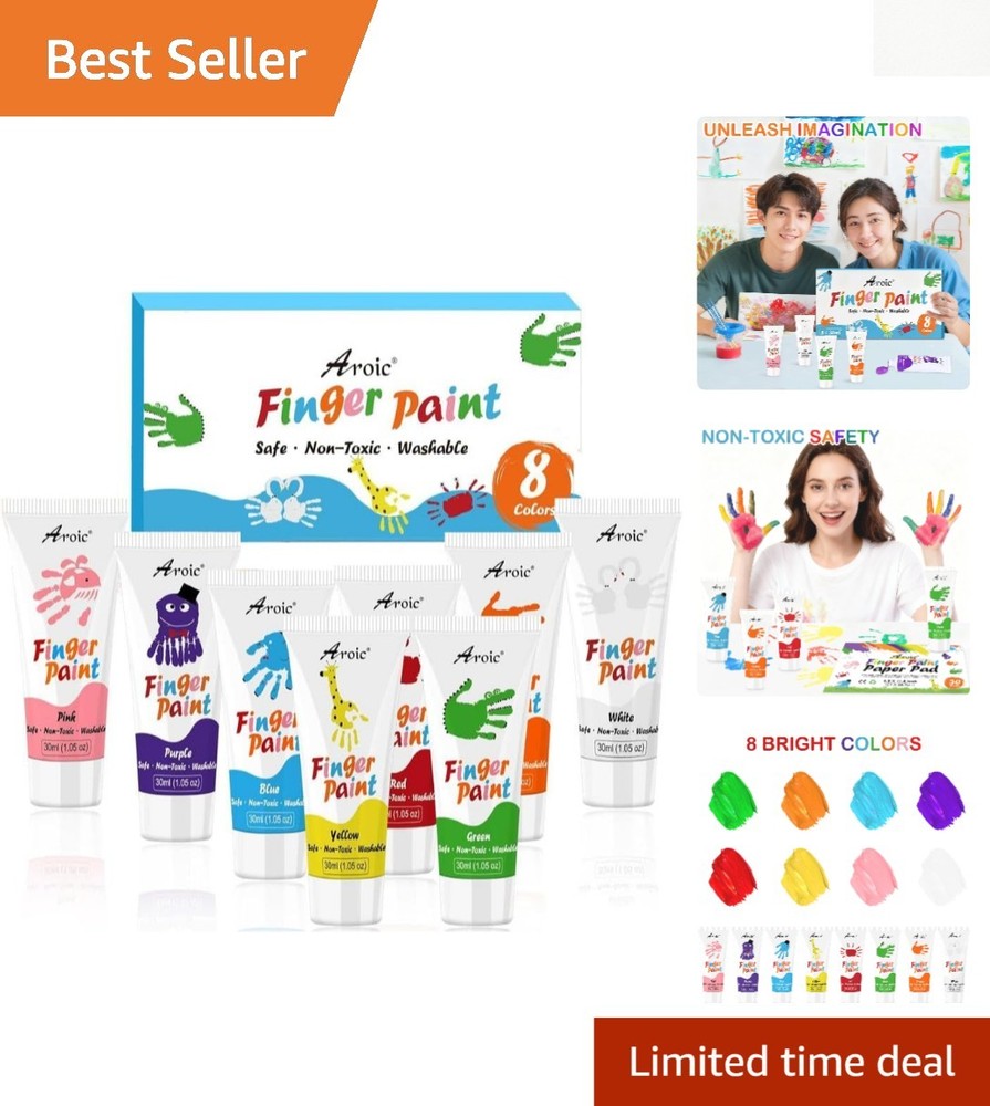 8PCS Washable Non-Toxic Finger Paint Set – Vibrant & Fun Creative Art Supplies