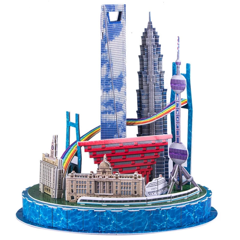 ShangHai Bund Scenic Area 3D Paper Puzzle Building Model Toy Famous Architecture