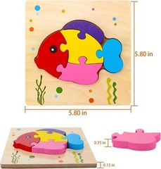 Wooden Animal Puzzles for 1 2 3 Years Old Boys Girls, Toddler 6 Sets