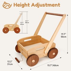Wooden Baby Walker, Adjustable Speed Baby Push Walker, Montessori Push Toys f…