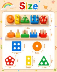 PEBIRA Montessori Toys for 1 to 3-Year-Old Boys Girls Toddlers, Wooden Sortin…