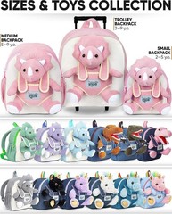 Toddler Suitcase w. Plush Pink Triceratops Toy Kids Gift 3-9 | 2-in-1 Kids Lu…