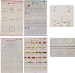 4 PC Reusable Grooved Writing Books for Kids, Magic Copy Books,Reusable Handl