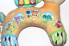 VTech Prop & Play Tummy Time Pillow Deer Plush Stuffed Animal Interactive Used