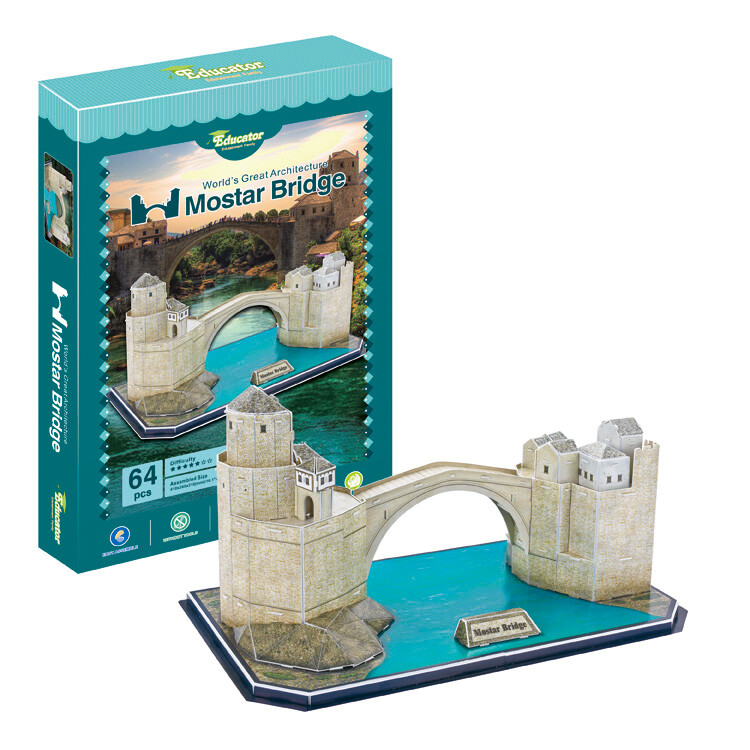 3D puzzle DIY paper model great architecture mostar bridge Bosnia & Herzegovina