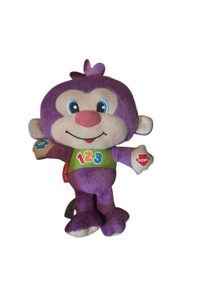 Fisher Price Laugh & Learn Learning Opposites Monkey Plush Stuffed Purple Toy B
